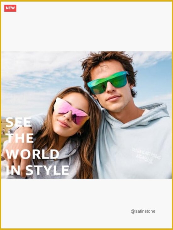 Rimless Mirrored One Piece Lens Sunglasses UV400 Protection Square